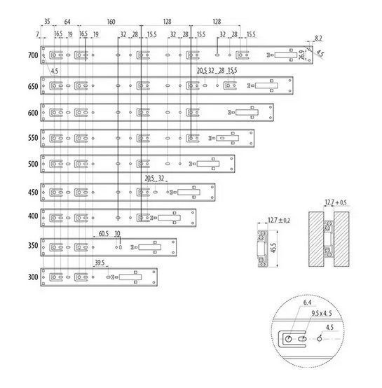 Направляющая шариковая, полный выдвижение, push-to-open с дотягом, Versalite Touch PRO, 350x45 уп 1 компл GTV 10010700601 фото