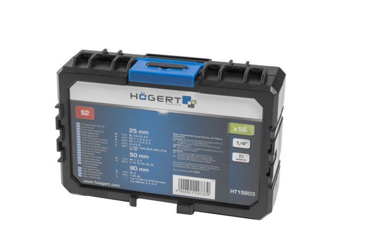 Набор бит ударных и сверл по металлу, HT1S803 уп 56 шт Hoegert