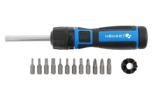 Отвертка-храповик с набором бит, HT1S215 уп 13 шт Hoegert