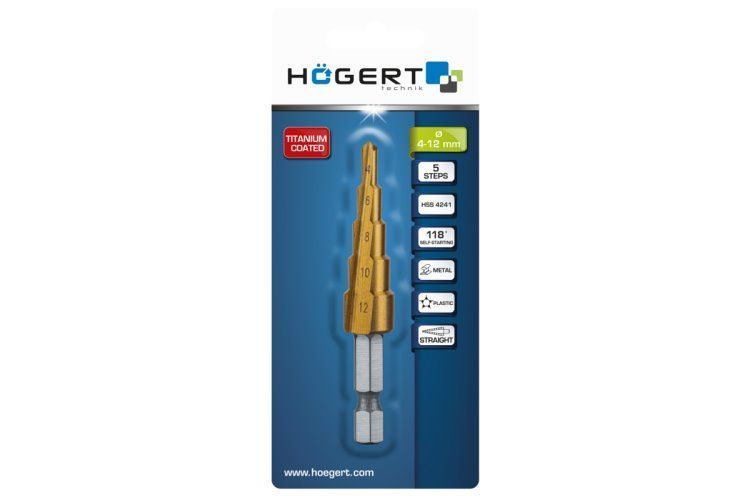 Свердло ступінчасте, 4-12, HT6D321 уп 1 шт Hoegert 16010115730 фото