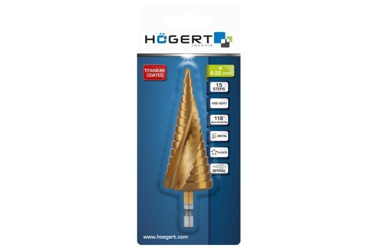 Свердло ступінчасте, 4-32, HT6D326 уп 1 шт Hoegert 16010116130 фото